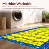 Ultra Soft Area Rug, Non Slip, Stain Resistant, Washable Area Rugs for Living Room, Bedroom, Joyful Symphonic Motif Arrangement(Blue)