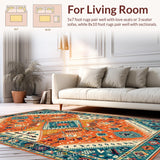 Ultra Soft Area Rug, Non Slip, Stain Resistant, Washable Area Rugs for Living Room, Bedroom, Earthy Toned Diamond Design(Orange)