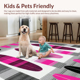 Ultra Soft Area Rug, Non Slip, Stain Resistant, Washable Area Rugs for Living Room, Bedroom, Contemporary Striped Coastal Accent(Pink)