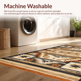 Ultra Soft Area Rug, Non Slip, Stain Resistant, Washable Area Rugs for Living Room, Bedroom, Luxurious Warm Geometric Aesthetics(Brown)