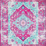 Ultra Soft Area Rug, Non Slip, Stain Resistant, Washable Area Rugs for Living Room, Bedroom, Vintage Inspired Medallion Elegance(Pink)
