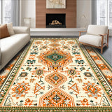 Ultra Soft Area Rug, Non Slip, Stain Resistant, Washable Area Rugs for Living Room, Bedroom, Dark Orange and Green Dorm Rug for Cozy Spaces(Beige)