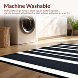 Ultra Soft Area Rug, Non Slip, Stain Resistant, Washable Area Rugs for Living Room, Bedroom, Contrasting stripe accent piece(Black)