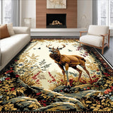 Ultra Soft Area Rug, Non Slip, Stain Resistant, Washable Area Rugs for Living Room, Bedroom, Playful Kid-Friendly Deer Design(Brown)