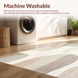 Ultra Soft Area Rug, Non Slip, Stain Resistant, Washable Area Rugs for Living Room, Bedroom, Abstract Boho Chic Area Showcasing Freeform Lines and Layered Shapes(Beige)