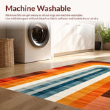 Ultra Soft Area Rug, Non Slip, Stain Resistant, Washable Area Rugs for Living Room, Bedroom, Transitional Colorful Organic Shapes(Orange)
