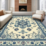Ultra Soft Area Rug, Non Slip, Stain Resistant, Washable Area Rugs for Living Room, Bedroom, Caria Collection Elegant Ocean Medallion Area With Non Slip Backing(Ivory)