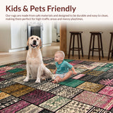Ultra Soft Area Rug, Non Slip, Stain Resistant, Washable Area Rugs for Living Room, Bedroom, Rustic Textured Linear Composition(Brown)