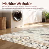 Ultra Soft Area Rug, Non Slip, Stain Resistant, Washable Area Rugs for Living Room, Bedroom, Chic Neutral Toned Geometric Arrangement(Beige)