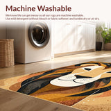 Ultra Soft Area Rug, Non Slip, Stain Resistant, Washable Area Rugs for Living Room, Bedroom, Charming Lion Jungle Aesthetic(Brown)