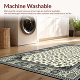 Ultra Soft Area Rug, Non Slip, Stain Resistant, Washable Area Rugs for Living Room, Bedroom, Charming Rustic Symmetrical Artistry(Ivory)