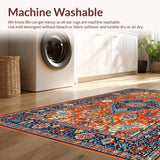 Ultra Soft Area Rug, Non Slip, Stain Resistant, Washable Area Rugs for Living Room, Bedroom, Bright Medallion Patterned Vibe(Orange)