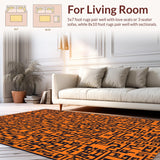 Ultra Soft Area Rug, Non Slip, Stain Resistant, Washable Area Rugs for Living Room, Bedroom, Witty Monochrome Text Design(Orange)