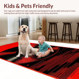 Ultra Soft Area Rug, Non Slip, Stain Resistant, Washable Area Rugs for Living Room, Bedroom, Abstract Monochrome Circular Design(Red)