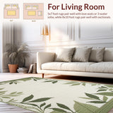 Ultra Soft Area Rug, Non Slip, Stain Resistant, Washable Area Rugs for Living Room, Bedroom, Cozy Rustic Foliage Style(Green)