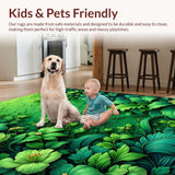 Ultra Soft Area Rug, Non Slip, Stain Resistant, Washable Area Rugs for Living Room, Bedroom, Soft Washable Floral Bath Mat for Minimalist Lifestyles(Green)
