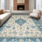 Ultra Soft Area Rug, Non Slip, Stain Resistant, Washable Area Rugs for Living Room, Bedroom, Rustic Whimsical Floral Composition(White)