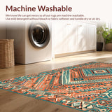 Ultra Soft Area Rug, Non Slip, Stain Resistant, Washable Area Rugs for Living Room, Bedroom, Stylish Abstract Ethnic Design(Orange)