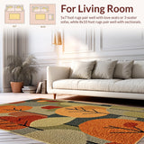 Ultra Soft Area Rug, Non Slip, Stain Resistant, Washable Area Rugs for Living Room, Bedroom, Vibrant Abstract Earthy Tones(Orange)