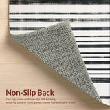 Ultra Soft Area Rug, Non Slip, Stain Resistant, Washable Area Rugs for Living Room, Bedroom, Striking Layered Stripe Area Rug for Entryways(Black)