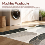 Ultra Soft Area Rug, Non Slip, Stain Resistant, Washable Area Rugs for Living Room, Bedroom, Neutral Zen Stones Featuring Layered Geometric Rock(Gray)