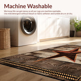 Ultra Soft Area Rug, Non Slip, Stain Resistant, Washable Area Rugs for Living Room, Bedroom, Rustic West Star Welcome Rug for Entryway Brown Cowboy Cowgirl Motif Carpet(Brown)
