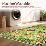 Ultra Soft Area Rug, Non Slip, Stain Resistant, Washable Area Rugs for Living Room, Bedroom, Vintage Floral Butterfly Aesthetic(Green)