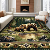 Ultra Soft Area Rug, Non Slip, Stain Resistant, Washable Area Rugs for Living Room, Bedroom, Vibrant Earth Toned Wildlife Design(Brown)