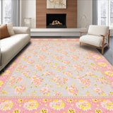 Ultra Soft Area Rug, Non Slip, Stain Resistant, Washable Area Rugs for Living Room, Bedroom, Cheerful Blossom Geometric Fusion(Pink)