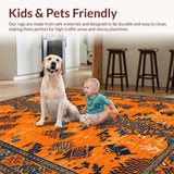 Ultra Soft Area Rug, Non Slip, Stain Resistant, Washable Area Rugs for Living Room, Bedroom, Chic Tropical Tiger Patterned Piece(Orange)
