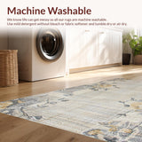 Ultra Soft Area Rug, Non Slip, Stain Resistant, Washable Area Rugs for Living Room, Bedroom, Elegant Oversized Floral Geometry(Beige)
