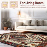 Ultra Soft Area Rug, Non Slip, Stain Resistant, Washable Area Rugs for Living Room, Bedroom, Rustic Tribal Patterned Aesthetic(Beige)