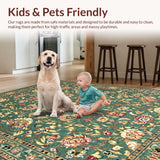 Ultra Soft Area Rug, Non Slip, Stain Resistant, Washable Area Rugs for Living Room, Bedroom, Lively Earth Tones with Intricate Patterns(Green)