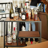 ODIKA Top Shelf Bar Cart with Wine Rack and Glass Holder
