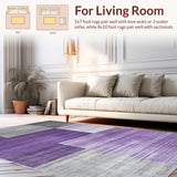 Ultra Soft Area Rug, Non Slip, Stain Resistant, Washable Area Rugs for Living Room, Bedroom, Stylish Geometric Color Fusion(Purple)