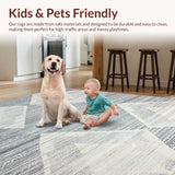 Ultra Soft Area Rug, Non Slip, Stain Resistant, Washable Area Rugs for Living Room, Bedroom, Rustic Textured Grey Lattice Style(Gray)