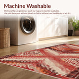 Ultra Soft Area Rug, Non Slip, Stain Resistant, Washable Area Rugs for Living Room, Bedroom, Stylish Textured Natural Palette(Red)