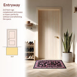 Ultra Soft Area Rug, Non Slip, Stain Resistant, Washable Area Rugs for Living Room, Bedroom, Trendy Vibrant Botanical Look(Black)
