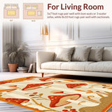 Ultra Soft Area Rug, Non Slip, Stain Resistant, Washable Area Rugs for Living Room, Bedroom, Vibrant Whimsical Fun Design(Orange)