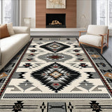 Ultra Soft Area Rug, Non Slip, Stain Resistant, Washable Area Rugs for Living Room, Bedroom, Buckhaven Tribal Heritage With Geometric Aztec For Home(Gray)
