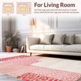 Ultra Soft Area Rug, Non Slip, Stain Resistant, Washable Area Rugs for Living Room, Bedroom, Chic Pastel Animal Print Design(Pink)
