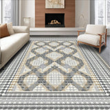 Ultra Soft Area Rug, Non Slip, Stain Resistant, Washable Area Rugs for Living Room, Bedroom, Sophisticated Minimalist Tiled Aesthetic(Gray)