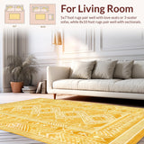 Ultra Soft Area Rug, Non Slip, Stain Resistant, Washable Area Rugs for Living Room, Bedroom, Vibrant Abstract Trellis Aesthetic(Yellow)