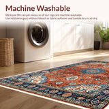 Ultra Soft Area Rug, Non Slip, Stain Resistant, Washable Area Rugs for Living Room, Bedroom, Vintage Tribal Dining Room Washable Rug(Red)