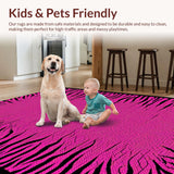 Ultra Soft Area Rug, Non Slip, Stain Resistant, Washable Area Rugs for Living Room, Bedroom, Playful Cartoon Animal Aesthetic(Pink)