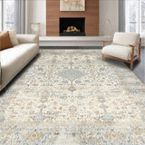 Ultra Soft Area Rug, Non Slip, Stain Resistant, Washable Area Rugs for Living Room, Bedroom, Stylish Vintage-Inspired Linear Arrangement(Gray)
