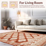 Ultra Soft Area Rug, Non Slip, Stain Resistant, Washable Area Rugs for Living Room, Bedroom, Chic Modernist Diamond Arrangement(Red)
