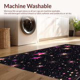 Ultra Soft Area Rug, Non Slip, Stain Resistant, Washable Area Rugs for Living Room, Bedroom, Energetic Rainbow Starry Arrangement(Black)