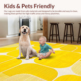 Ultra Soft Area Rug, Non Slip, Stain Resistant, Washable Area Rugs for Living Room, Bedroom, Vibrant Sunny Irregular Aesthetic(Yellow)