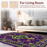 Ultra Soft Area Rug, Non Slip, Stain Resistant, Washable Area Rugs for Living Room, Bedroom, Elegant Purple Trellis Aesthetic(Purple)